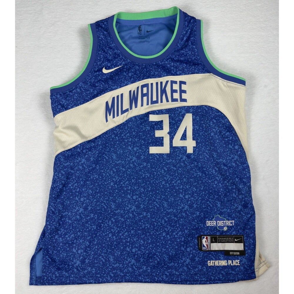 Giannis Antetokounmpo Milwaukee Bucks Nike City Edition Jersey Youth Large 14/16